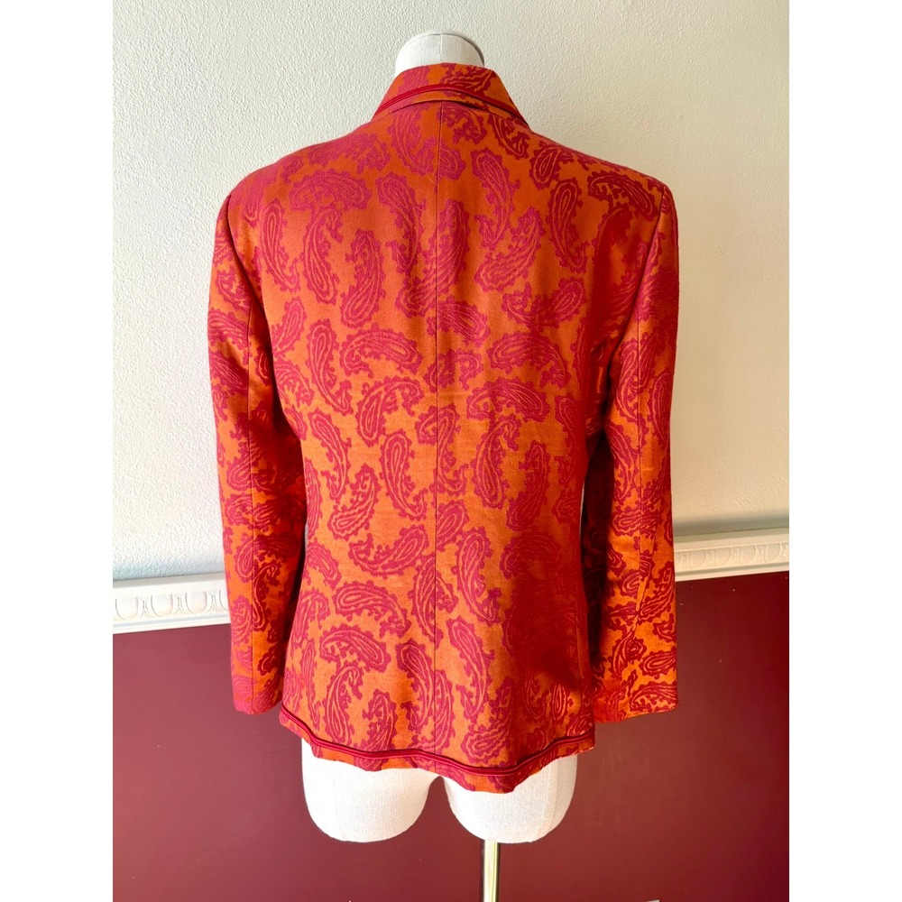 Vintage Kuhlman Italy Pink Orange Jacquard Paisley Blazer Statement‎ Jacket Y2K - Picture 3 of 11